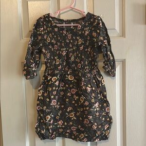 Floral Kids Dress - Black and Pink